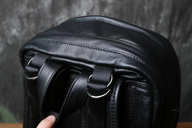 Mochila de piel auténtica de gran capacidad para hombre | Perfecta para viajes y negocios