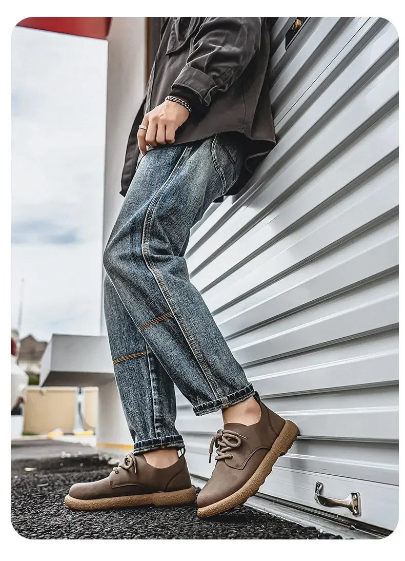 Men's Plus Size Retro PU Leather Ankle Shoes | Comfortable Casual Wear
