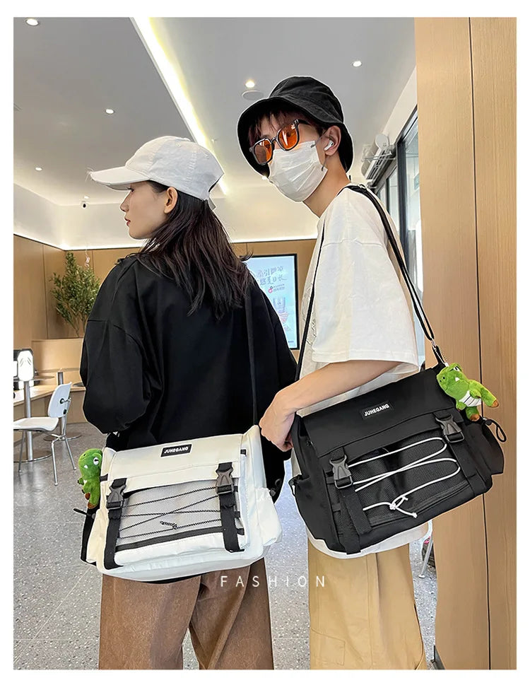 Bolso cruzado de nailon elegante para adolescentes | Bandolera multibolsillos
