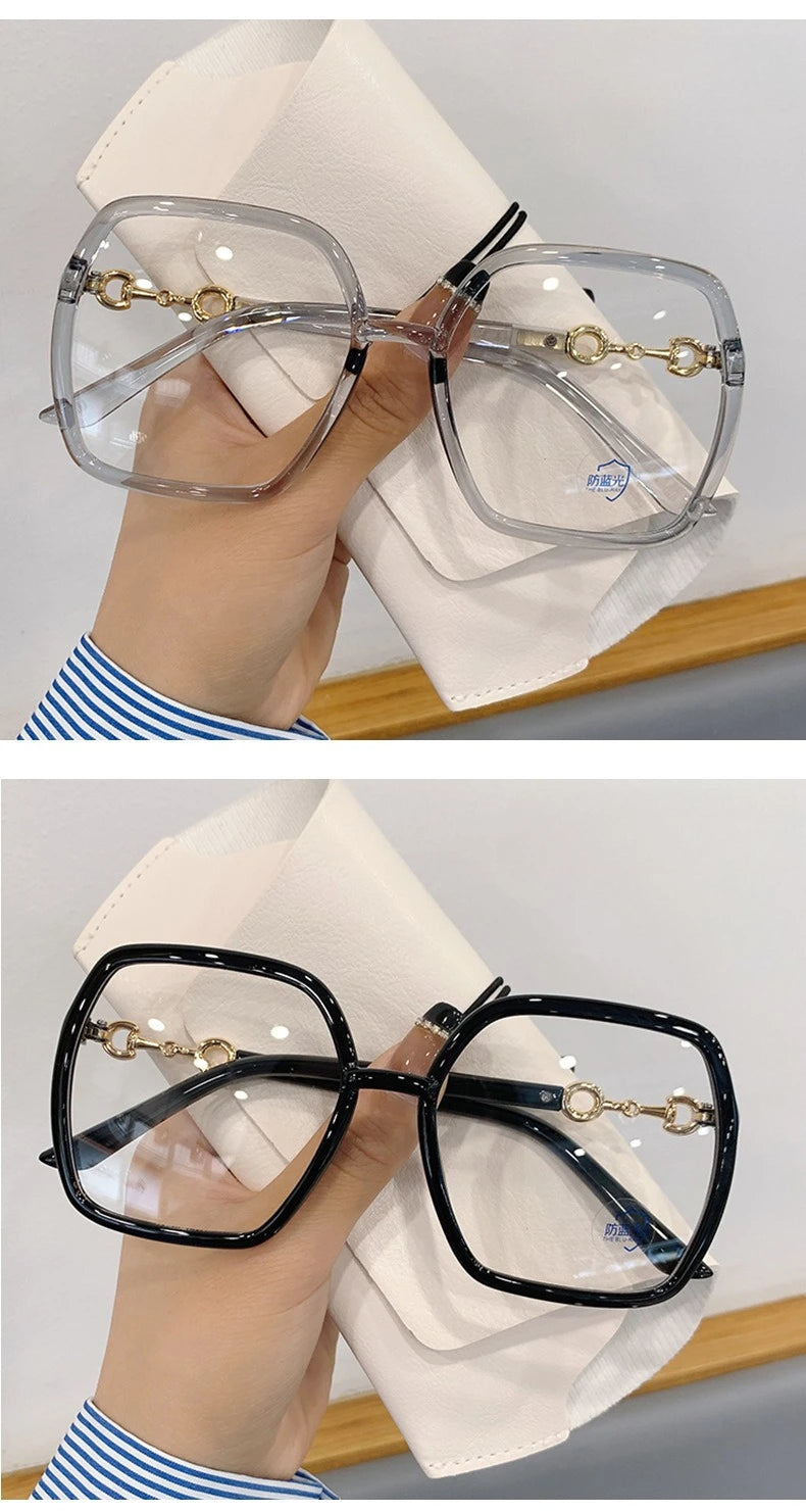 Fashionable Large Frame Myopia Glasses with Anti Blue Light and Anti Radiation High-definition Women's Full Frame Glasses