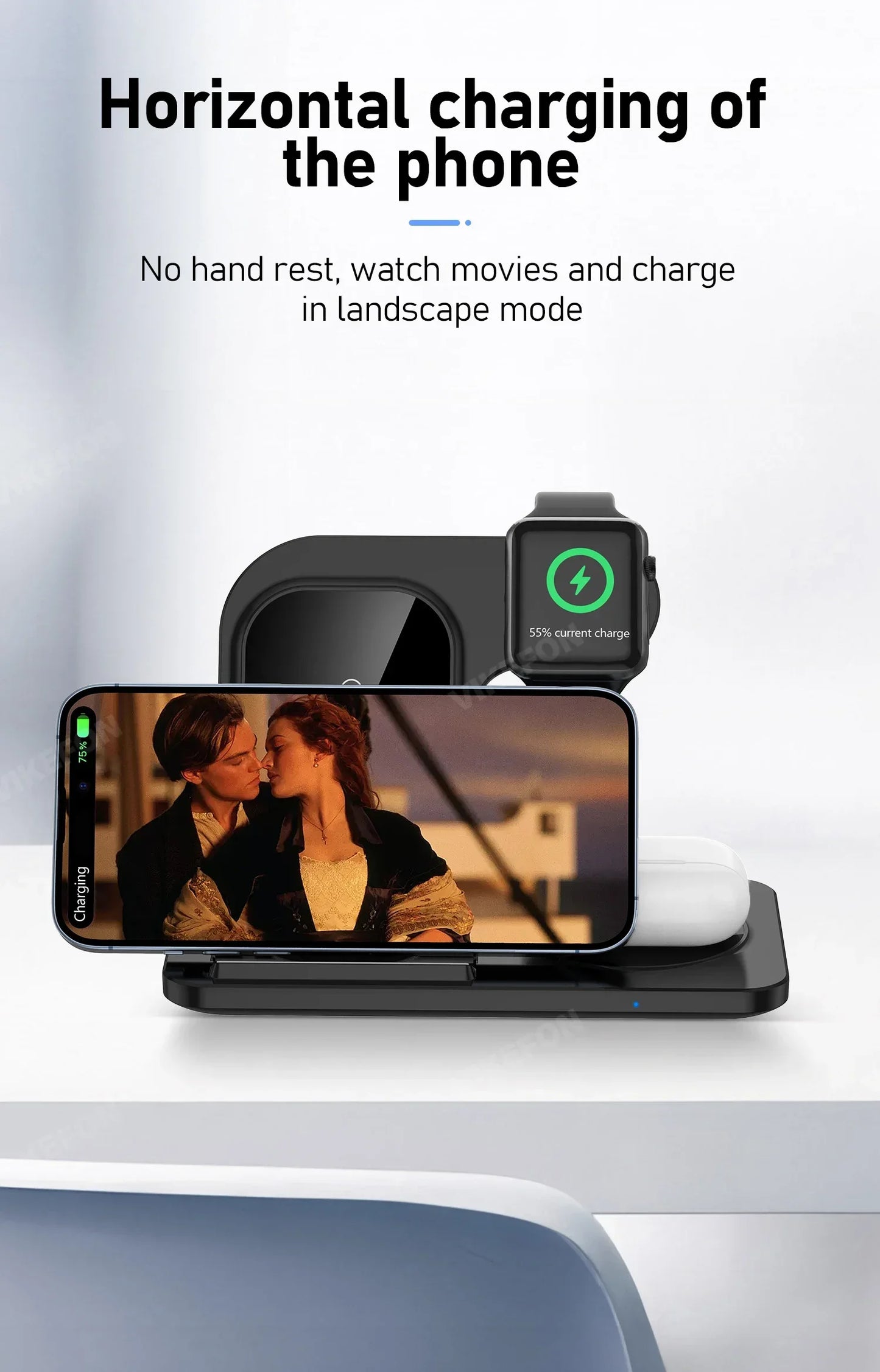 30W Foldable 3-in-1 Wireless Charging Station | Fast Qi Charger