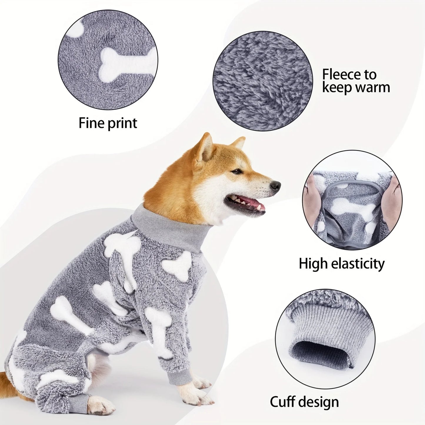 Winter Cold Weather Pajamas for Large Dogs | Cozy Onesie Fit