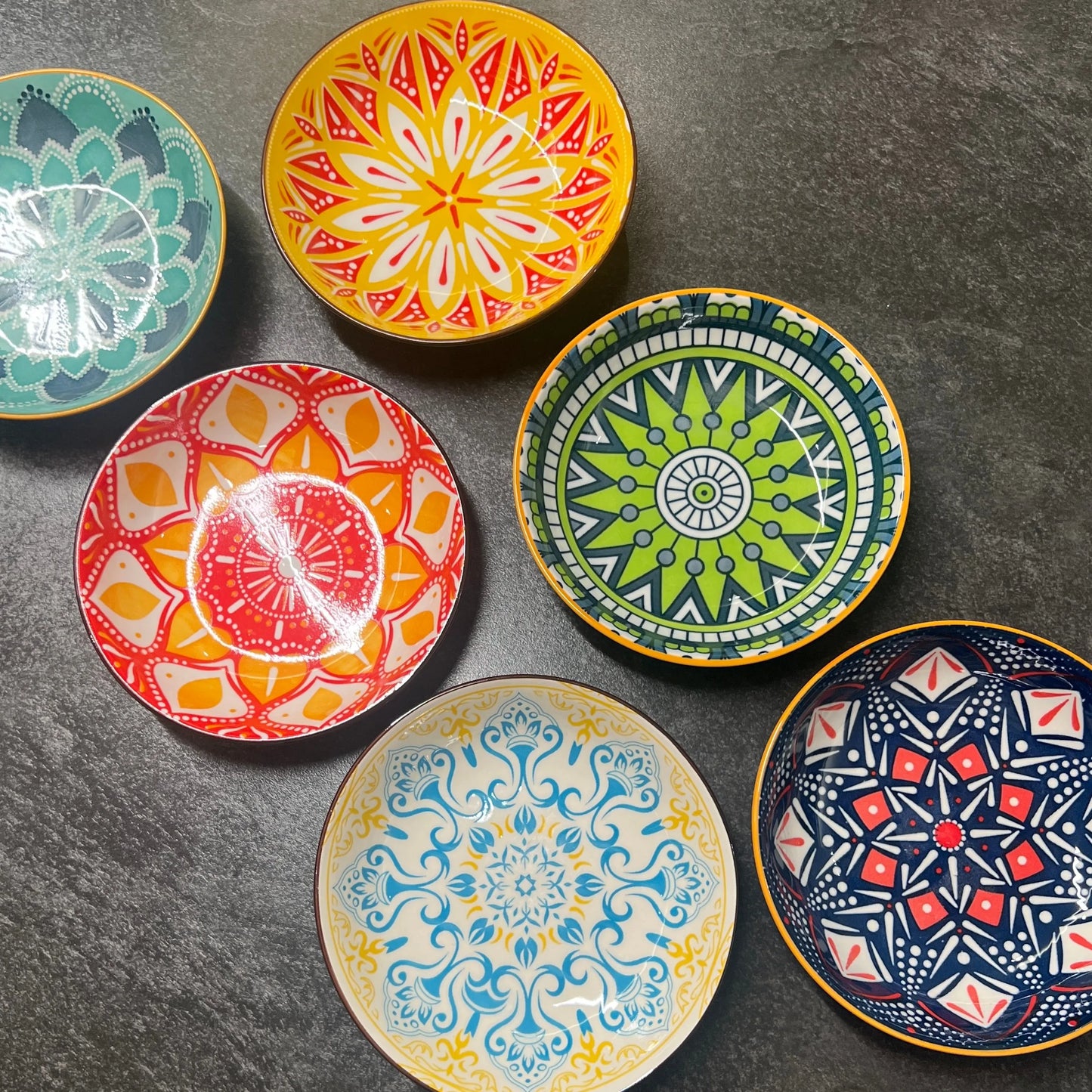Bohemian Style Ceramic Serving Plates | Set of 6 Dessert Plates