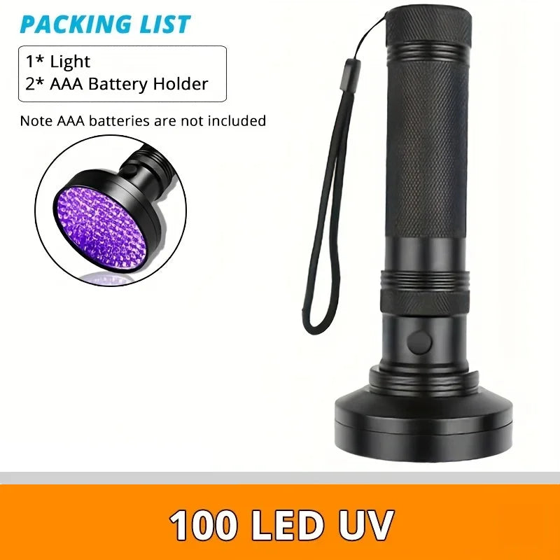 100 LED UV Flashlight | Powerful Ultraviolet Detection Torch