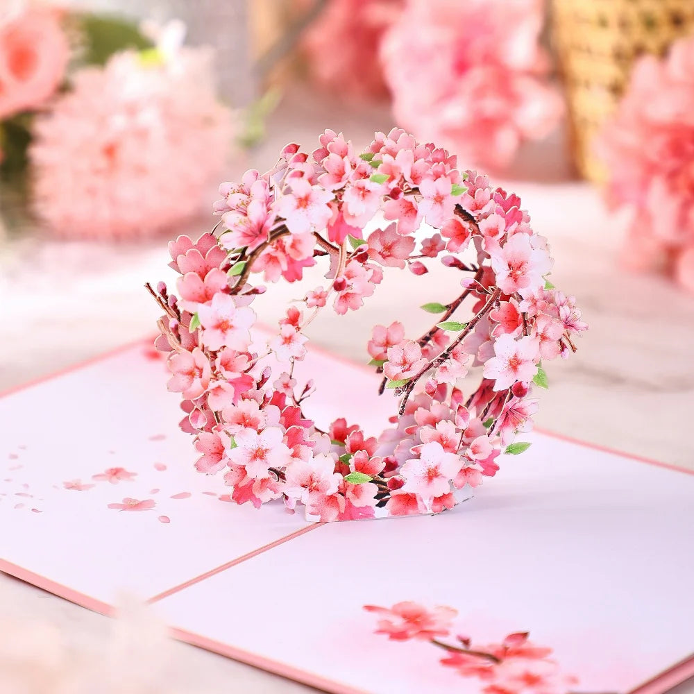 Elegant Floral Birthday & Holiday Greeting Card | Pink Rose Design
