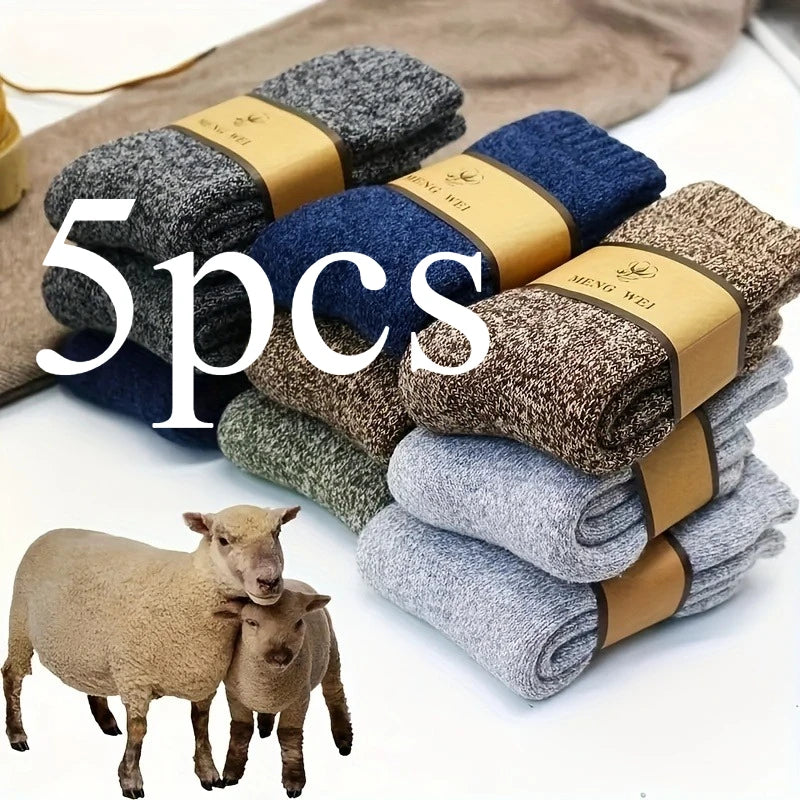 5 Pairs of Thick Warm Men's Socks | Cozy Winter Thermal Stockings