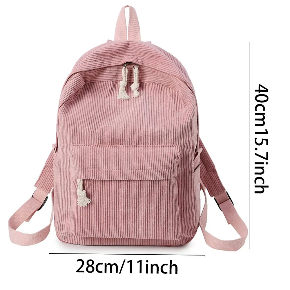 Personalized Corduroy Student Backpack | Anti-Theft School Bag for Teens