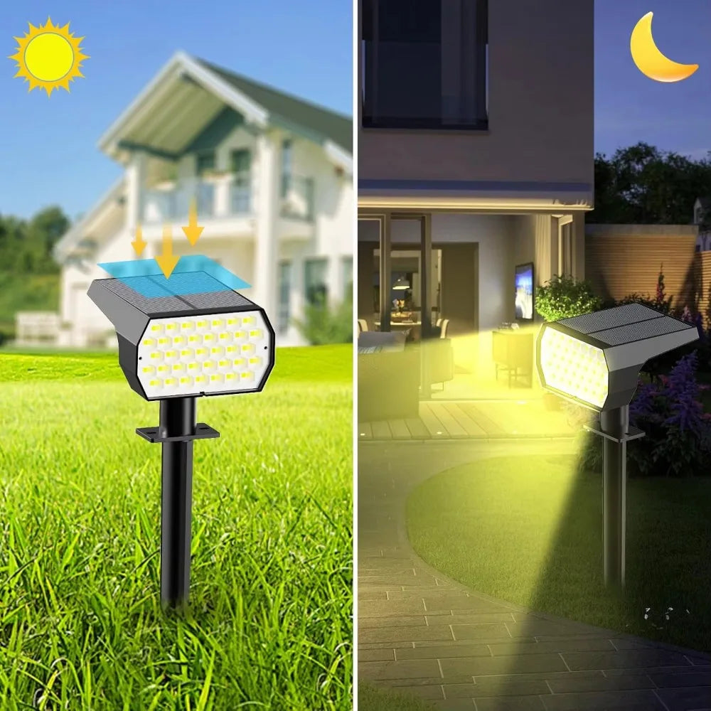 Focos solares LED | Iluminación impermeable para jardines y paisajes