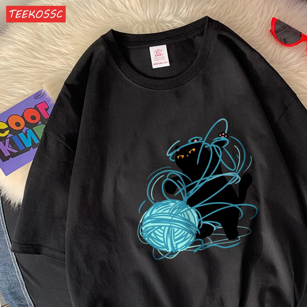 Cute Cartoon Cat Oversized Women's T-Shirt | Summer Casual Style