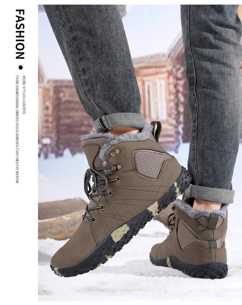 Winter Snow Boots for Men Women Warm Fur Lined Ankle Trekking Shoes Anti Slip Outdoor Boots