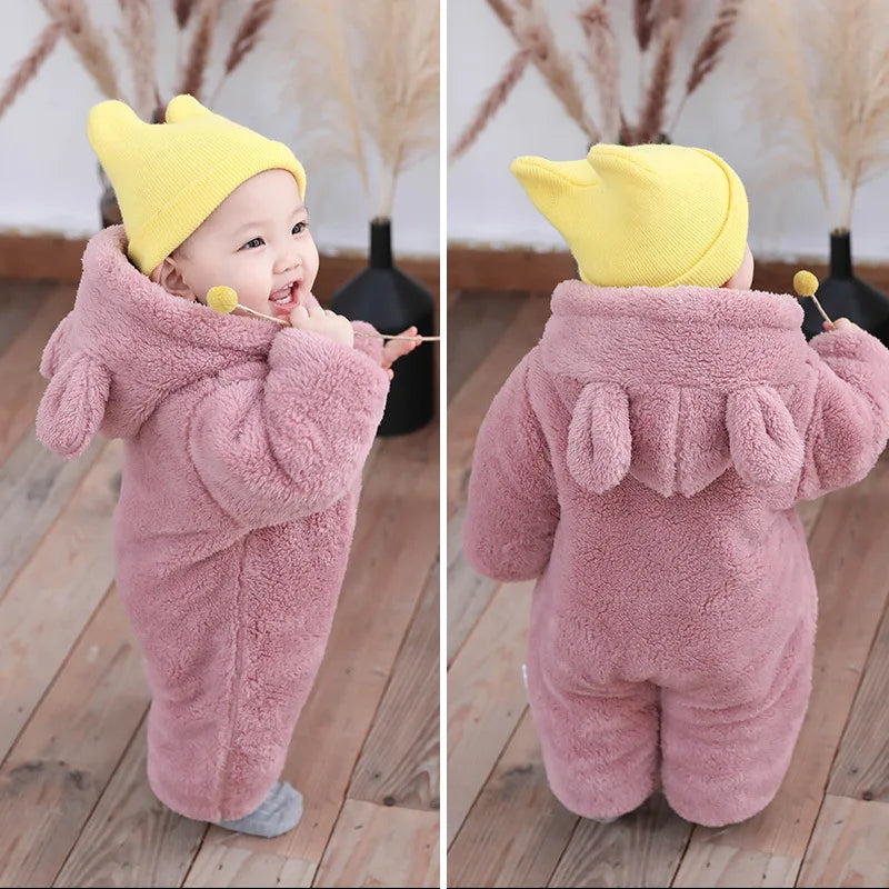 Cute Plush Bear Baby Romper | Warm Autumn Winter Jumpsuit
