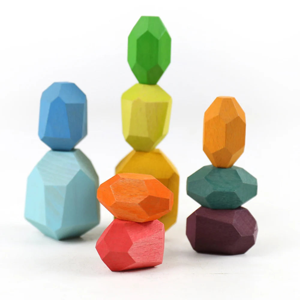 Wooden Sorting Stacking Rocks for Kids | Montessori Learning Toy