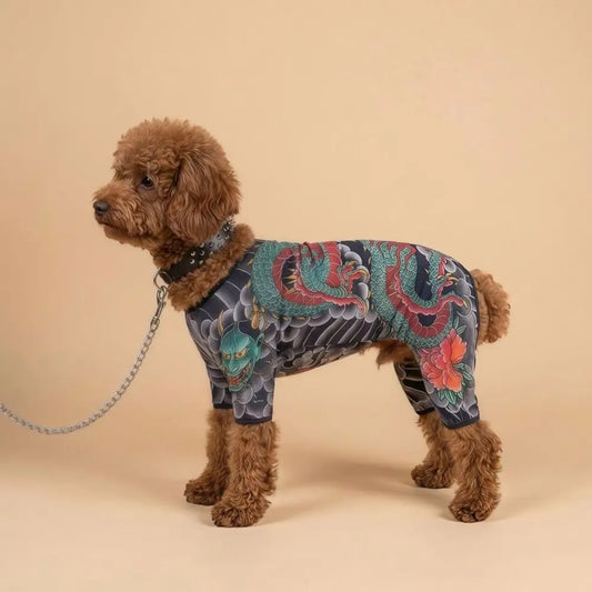Divertido chaleco transpirable para perros y gatos | Elegante chaqueta tatuada