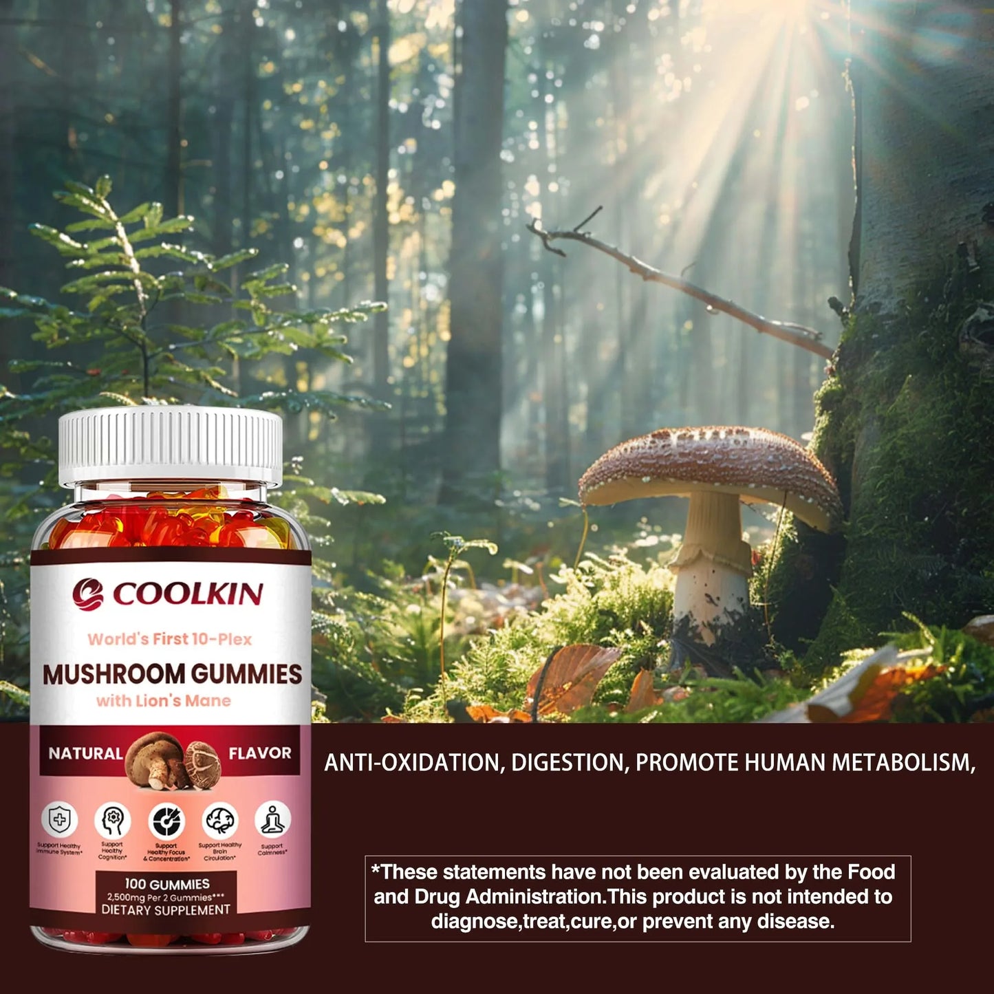 Mushroom Gummy Complex for Immune and Mood Support - 60 Gummies