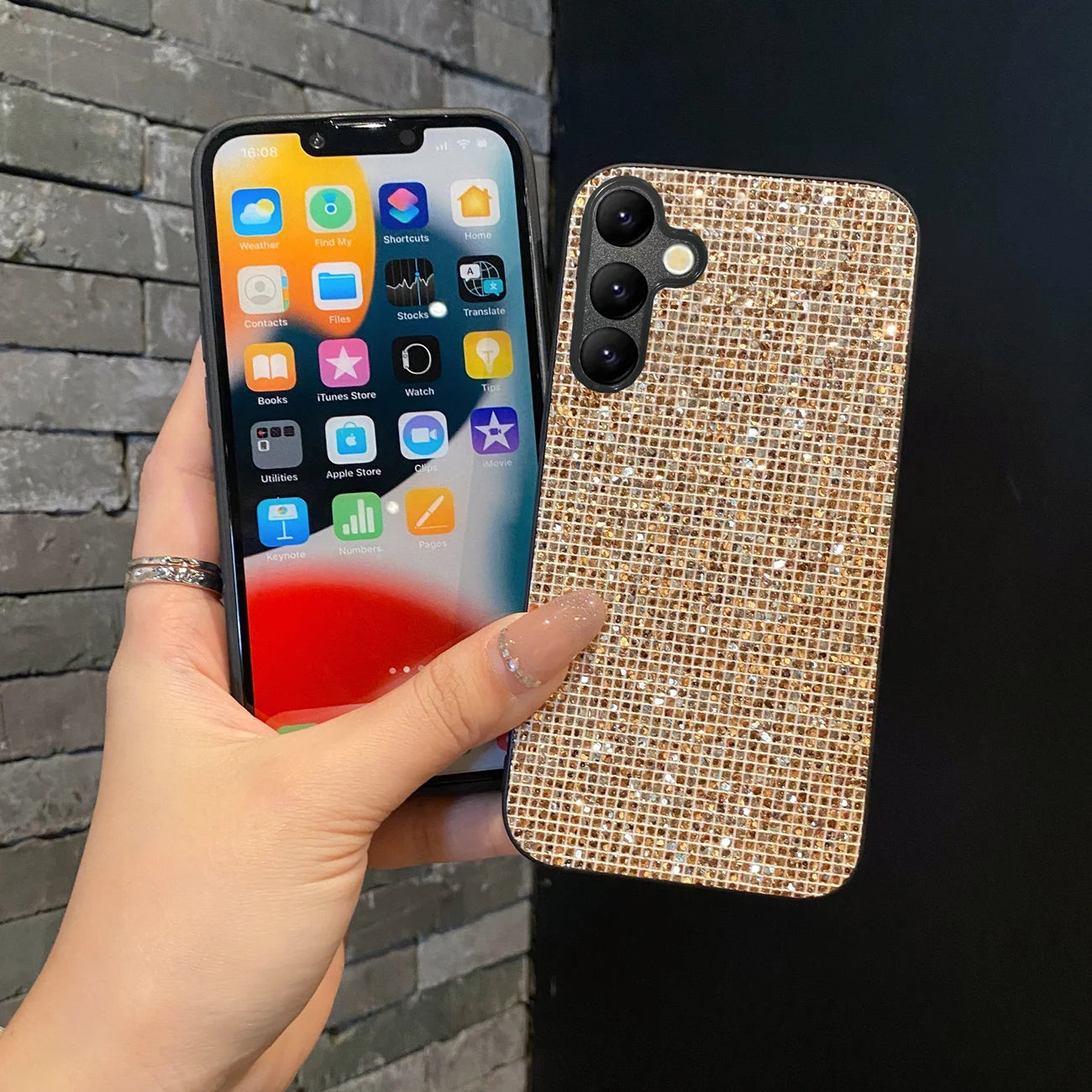 Elegante funda de TPU con patrón de cuadrícula brillante para dispositivos Samsung Galaxy