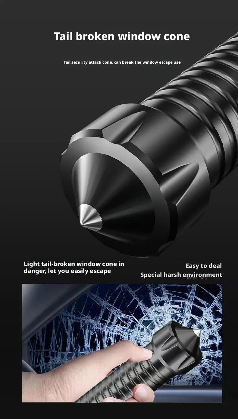 Rechargeable Tactical Flashlight | Self-defense Torch & Window Breaker