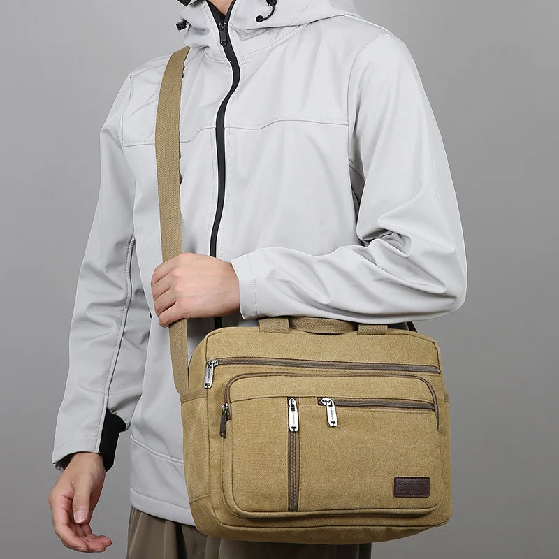 Men's Casual Canvas Shoulder Bag | Lightweight Crossbody Tote