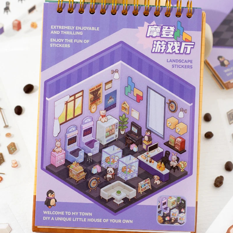 Cute Cartoon Scenography Sticker Set for DIY Projects