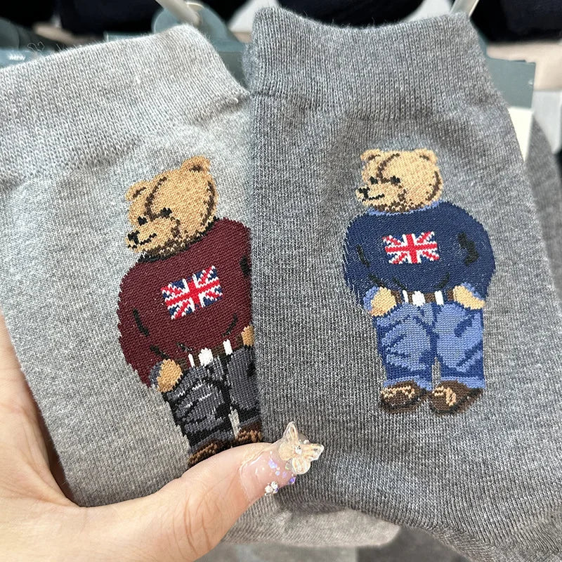 Men's Cartoon Bear Socks | Fun & Breathable Skateboard Socks