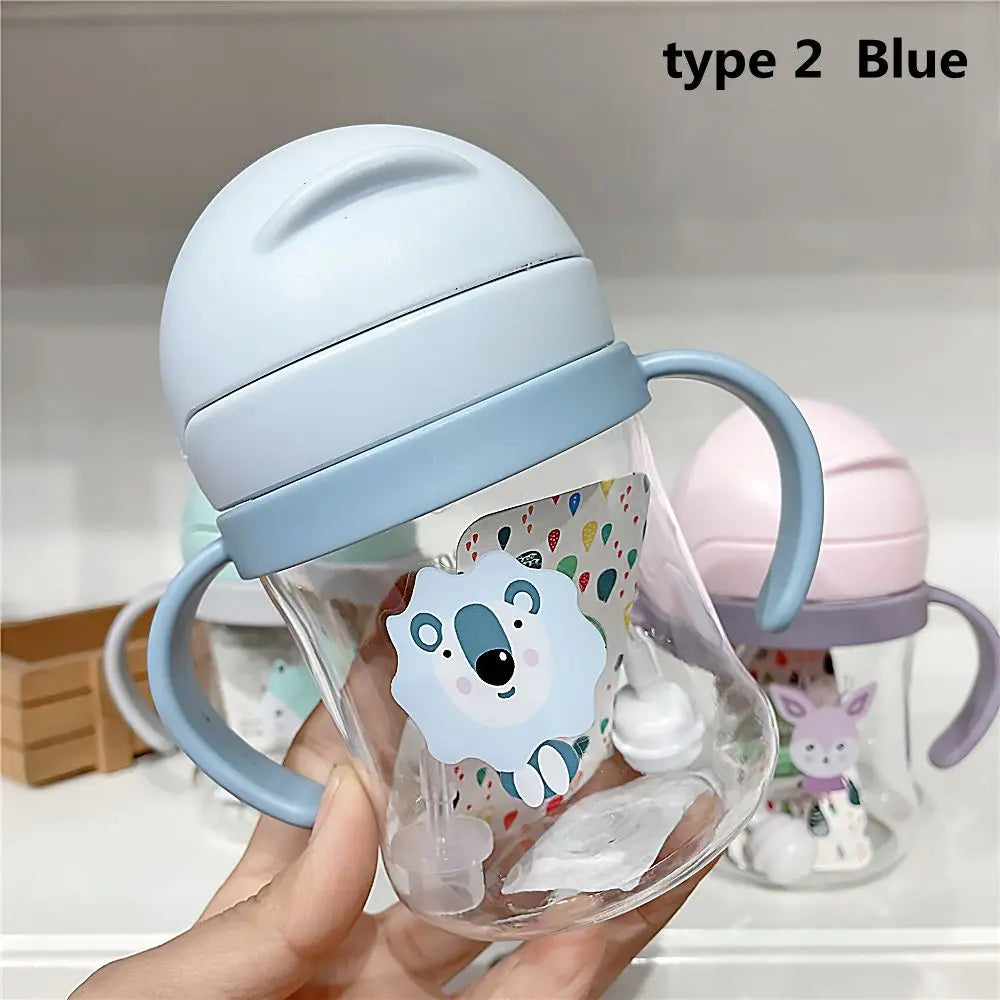 250ML Cartoon Pattern Child Drinking Bottle with Straw