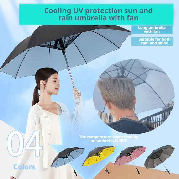 Portable Cooling Sunshade Umbrella with Fan | UV Protection