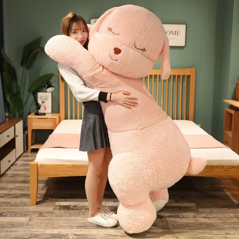 Lovely Giant Plush Dog Pillow | Soft Sweater Dog Stuffed Toy
