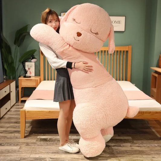 Lovely Giant Plush Dog Pillow | Soft Sweater Dog Stuffed Toy
