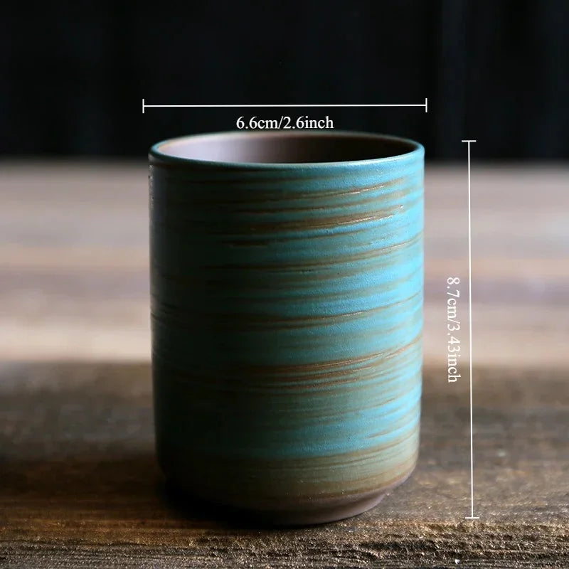 Tazas de café japonesas de gres con gradiente grande | Vajilla elegante
