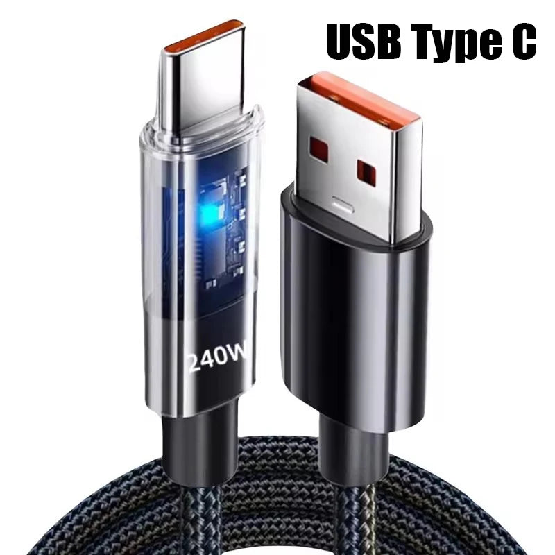240W Nylon USB Type C Fast Charging Cable | Super Fast Data Cord