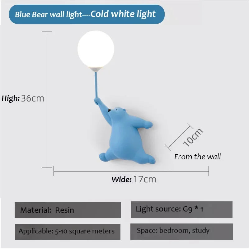 Cartoon Polar Bear LED Sconce Light | Fun Bedroom Decor