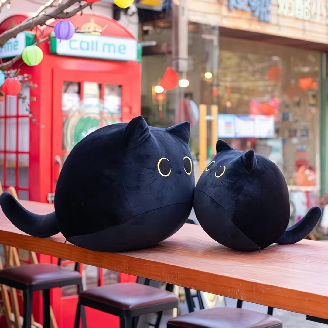 Kawaii Black Cat Plush Doll | Cute Cartoon Cushion Toy for Gifts