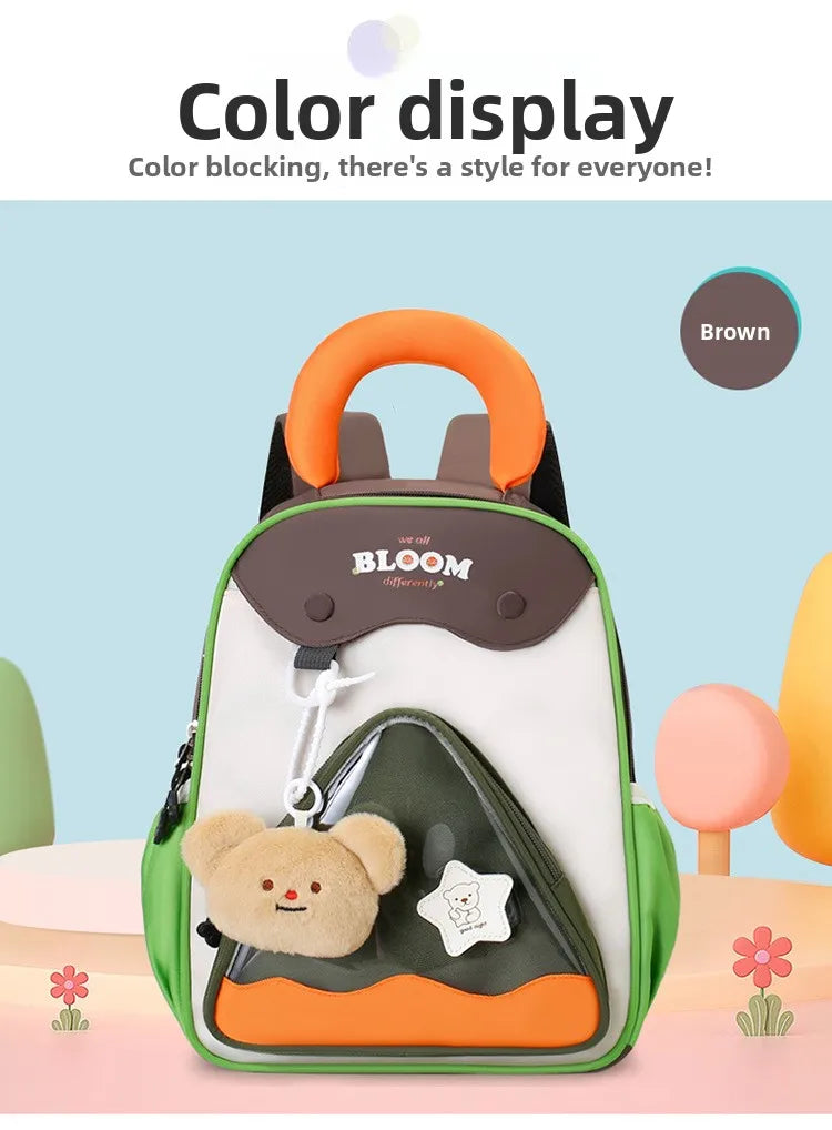 Lightweight Contrast Color Kindergarten Backpack | Cute Stylish Kids Bag