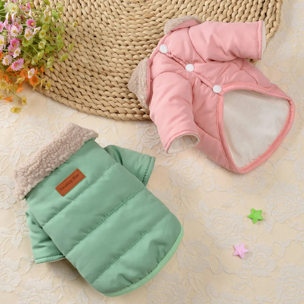Stylish Winter Dog Coat with Fur Collar | Cozy Wear for Pets
