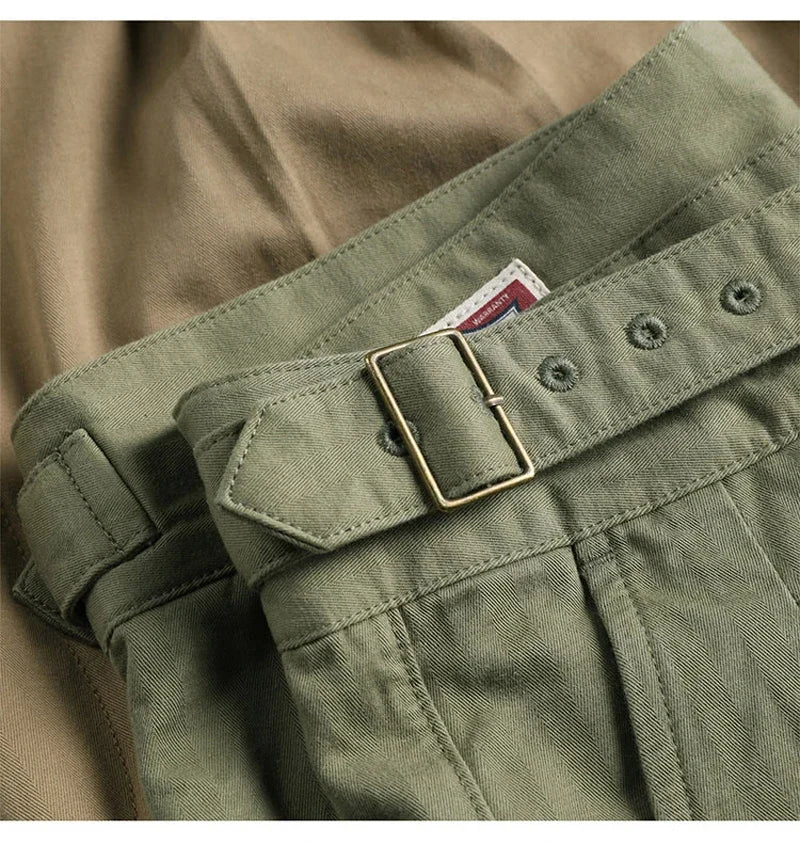 Men's Herringbone Cotton Gurkha Pants for Casual Style