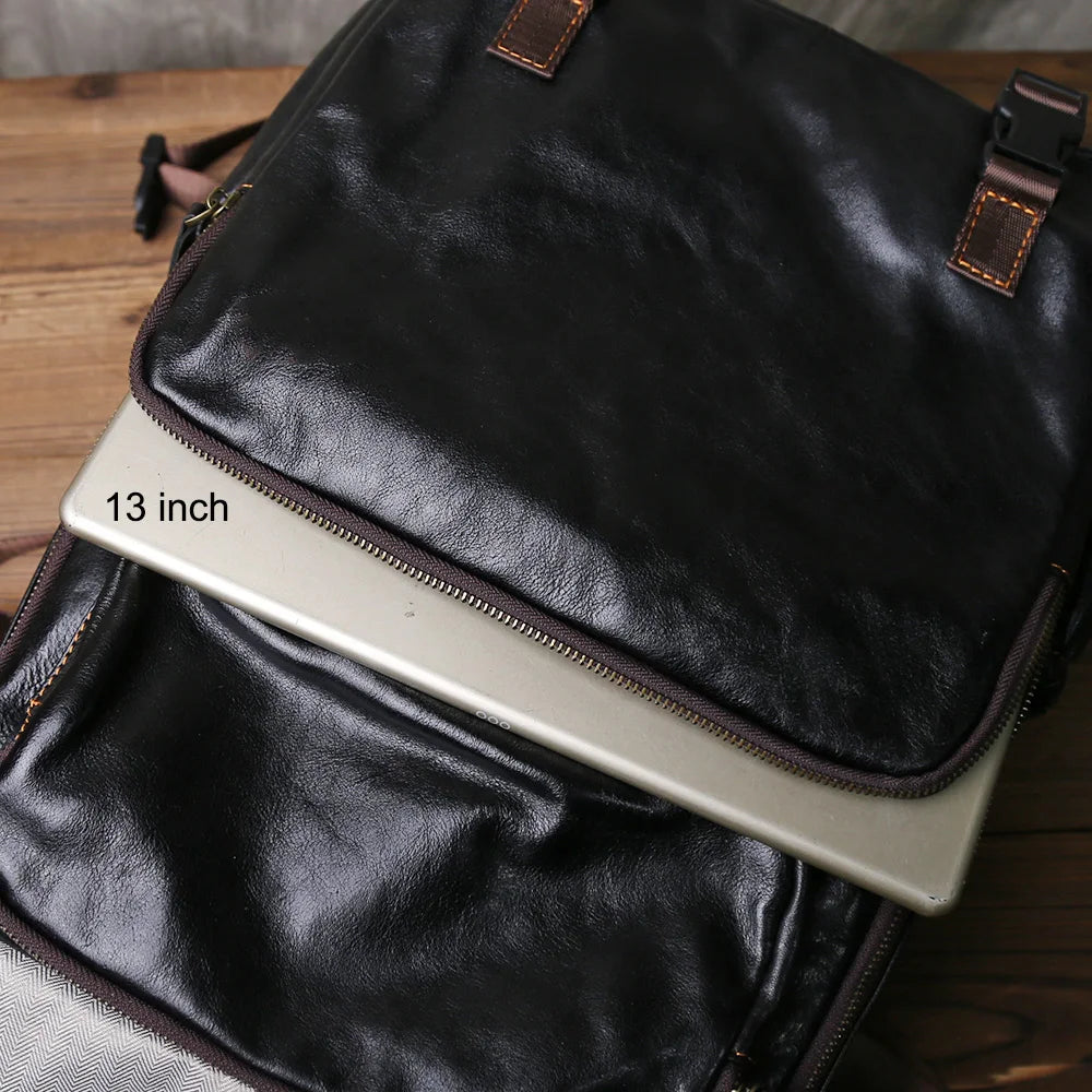 Retro Men's Leather Backpack | Spacious Vintage Computer Bag