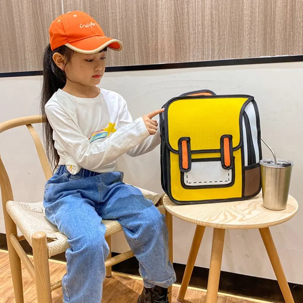 Trendy 2D Comic Print Student Schoolbag | Adjustable Large Capacity Backpack