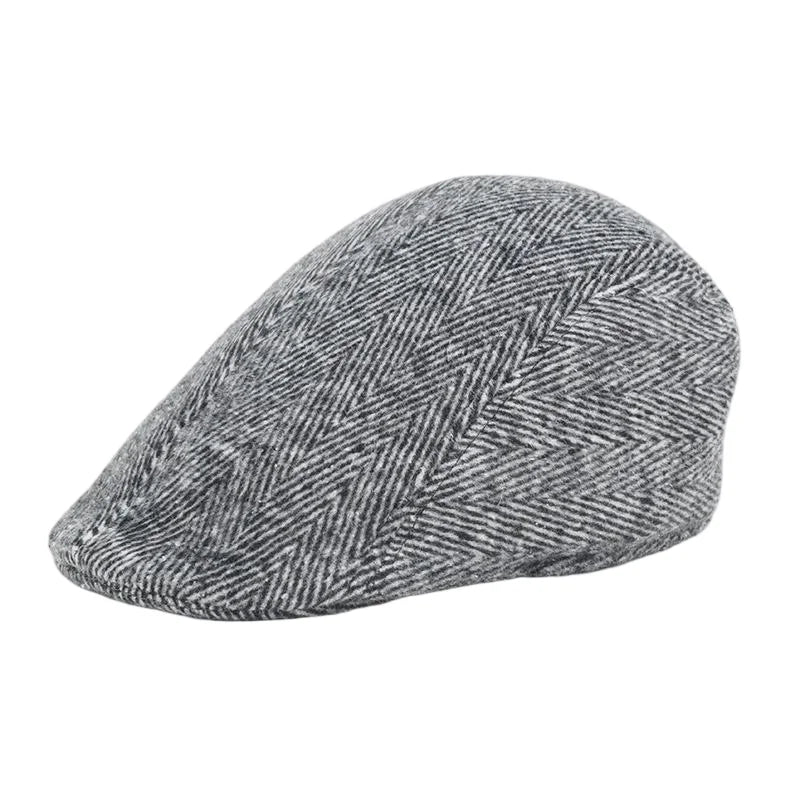 Men's Winter Beret Cap | Warm Plaid Military Hat for Casual Wear