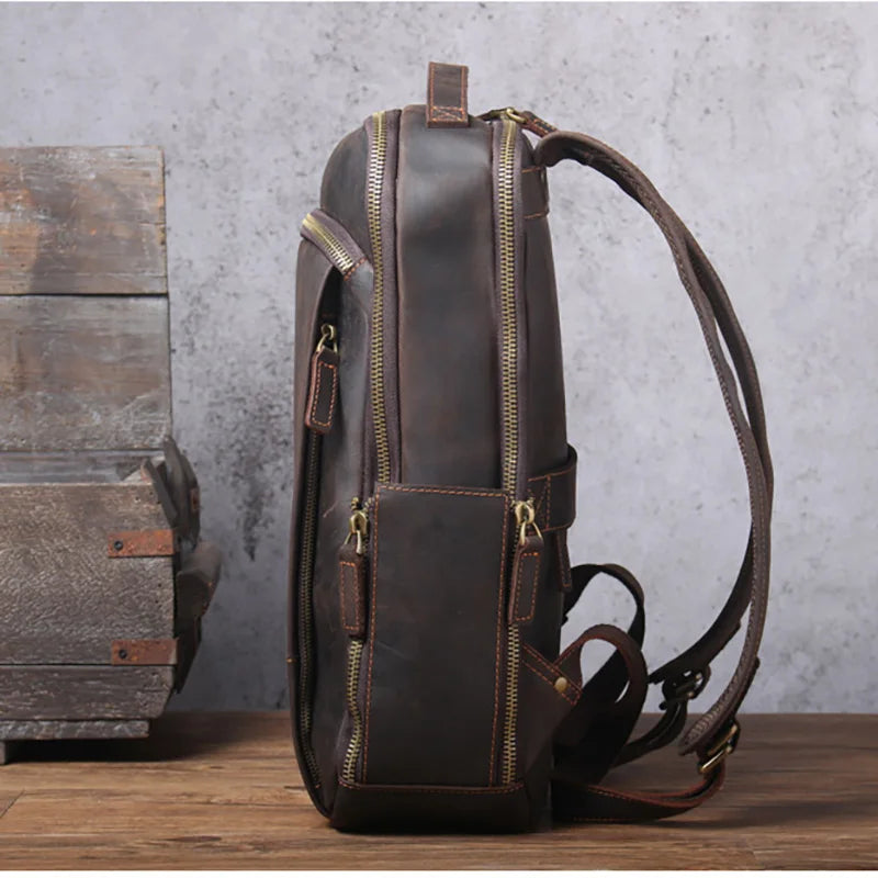 Vintage Genuine Leather Backpack for Men | Stylish Daily Rucksack