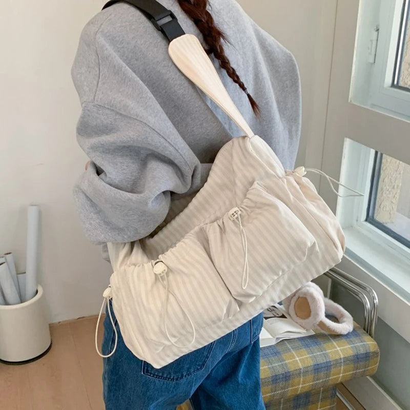 Stylish Plaid Nylon Shoulder Tote Bag | Versatile Everyday Accessory