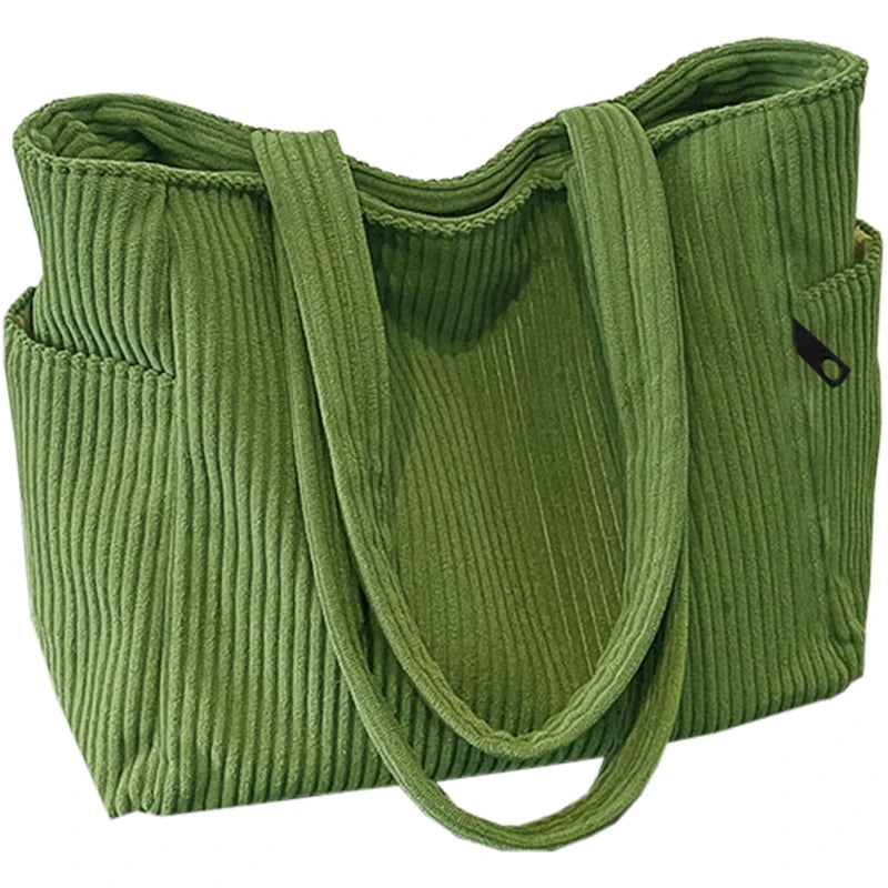 Trendy Multi-color Corduroy Tote Bag | Stylish Lightweight Bag