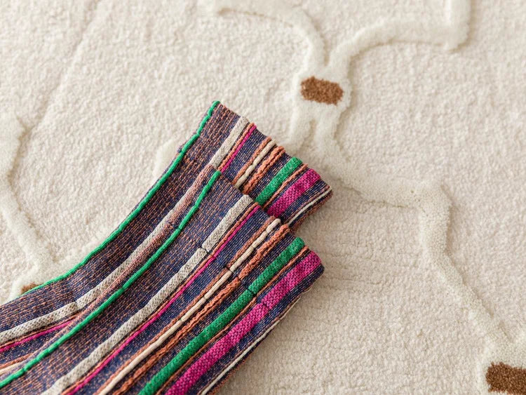 Colorful Striped Women's Crew Socks | Vintage Harajuku Style