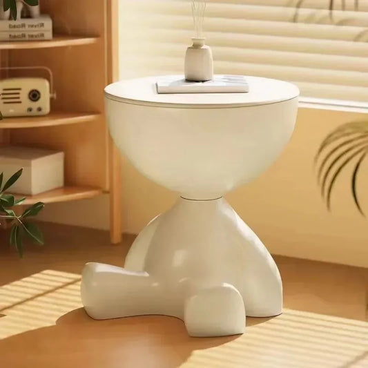 Versátil Mesa de Centro Redonda Color Crema | Elegante Adición a la Decoración del Hogar