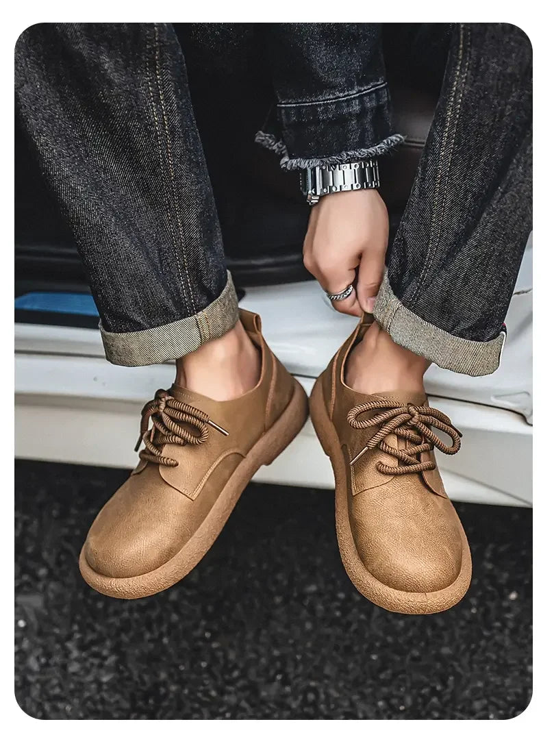 Men's Plus Size Retro PU Leather Ankle Shoes | Comfortable Casual Wear