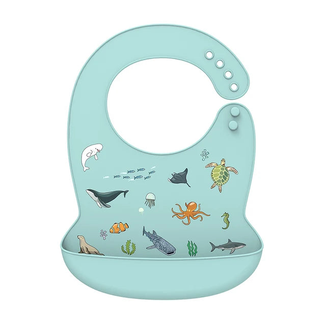 Waterproof Silicone Baby Bibs | Adjustable Cute Feeding Aprons