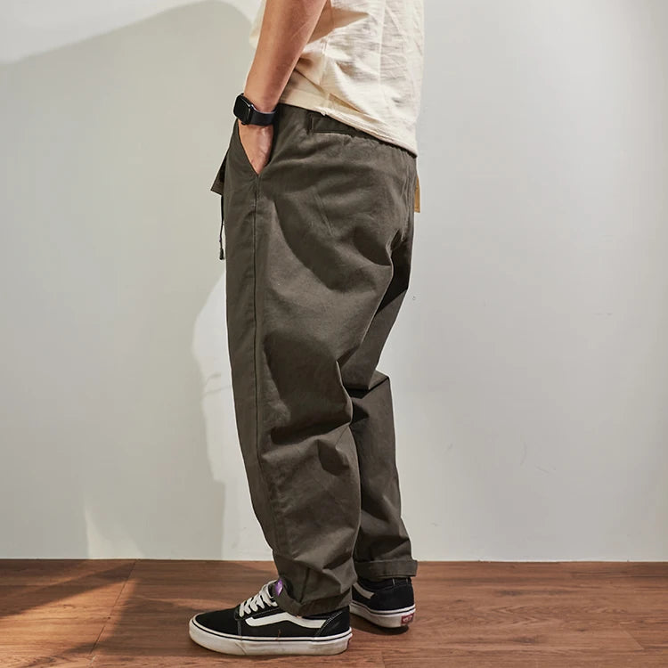 Men's Baggy Tapered Casual Cotton Pants for All Seasons