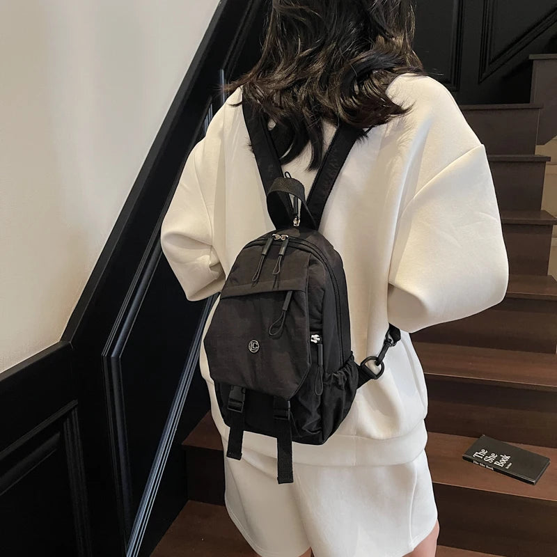 Versatile Solid Color Unisex Small Backpack | Large Capacity Design