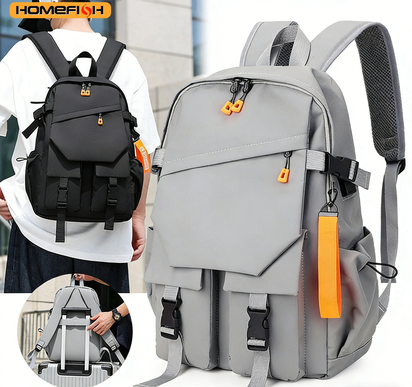 Mochila impermeable de lujo para hombre | Bolsa espaciosa para viajes y escuela