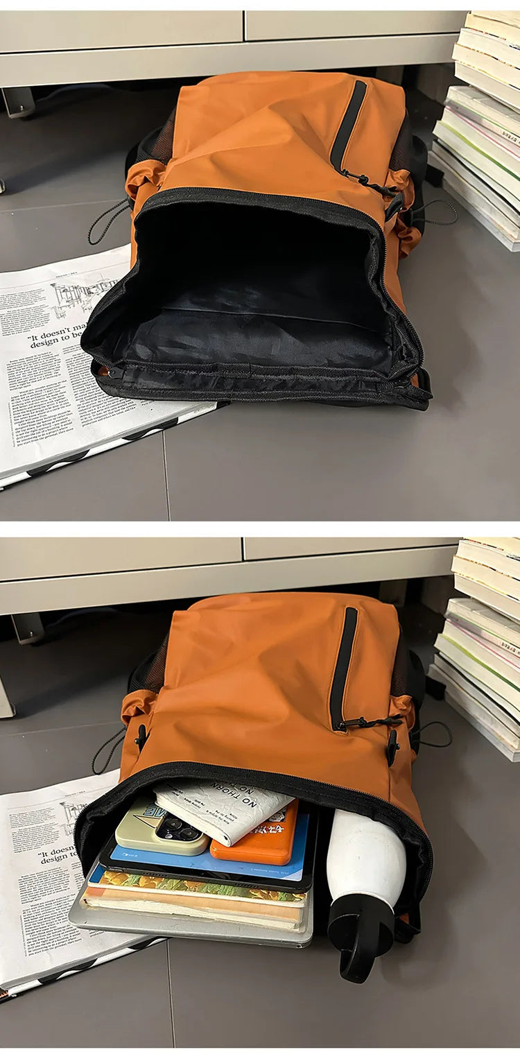 Large Waterproof Leather Backpack for Travel & Business - Unisex