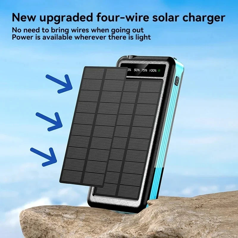 50000mAh Solar Power Bank with Wireless Fast Charging & Dual USB