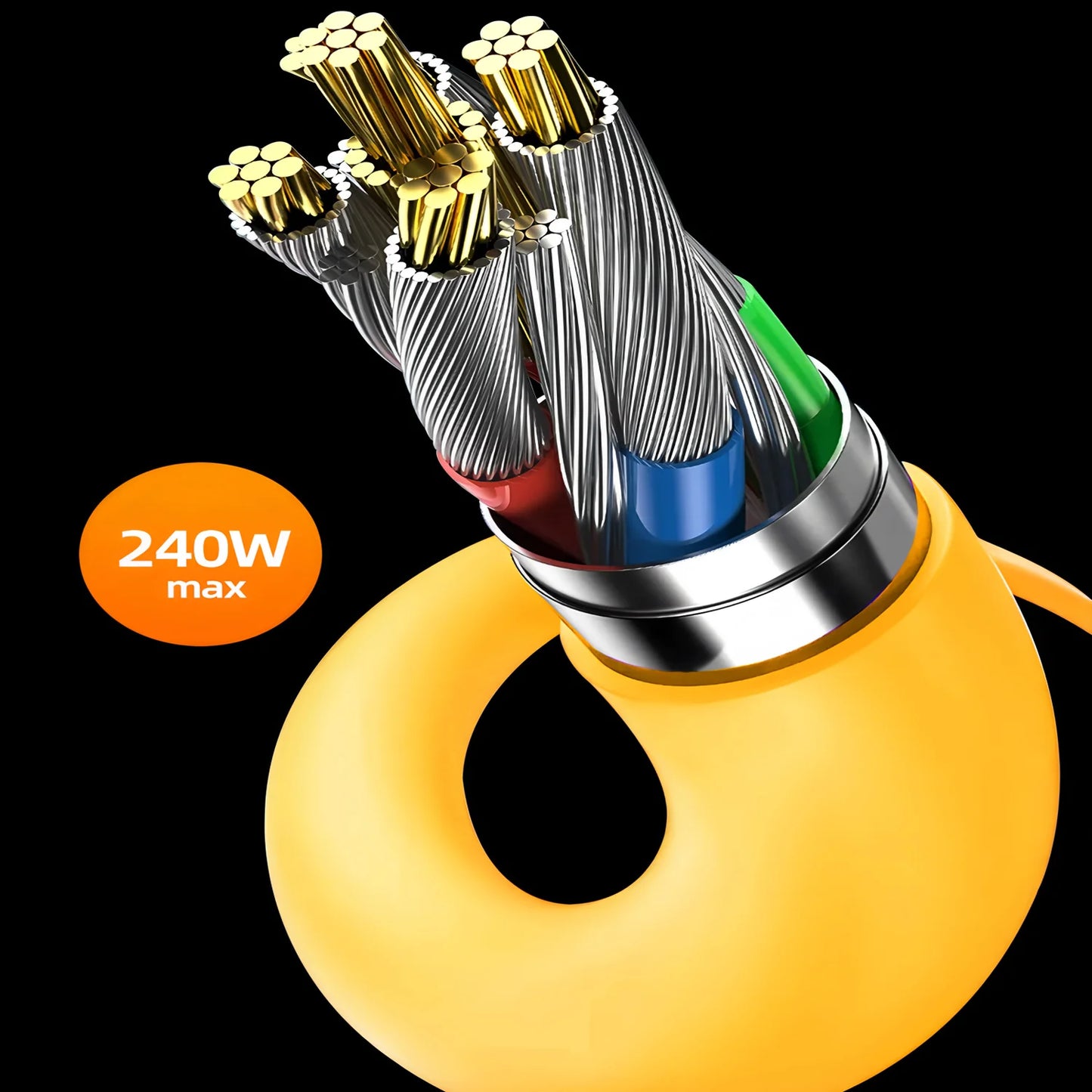 1PC 2PCS 240W USB-C 4IN1 Fast Charger Cable for iPhone Usb Type C Fast charging For iPhone Xiaomi PD 2-in-2 data cable USB Cable